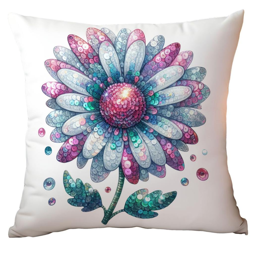 New Glitter Daisy Printed Pillowcase Light Luxury Floral Home Living Room Sofa Cushion Pillowcase