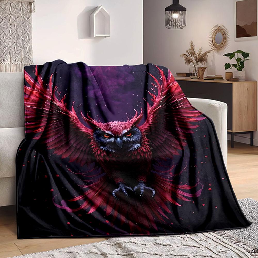 1Pc Owl Fantasy Art Flannel Blanket, Soft And Comfortable, Casual Warm, Camping Travel, Christmas, Halloween Xmas Gift. G115