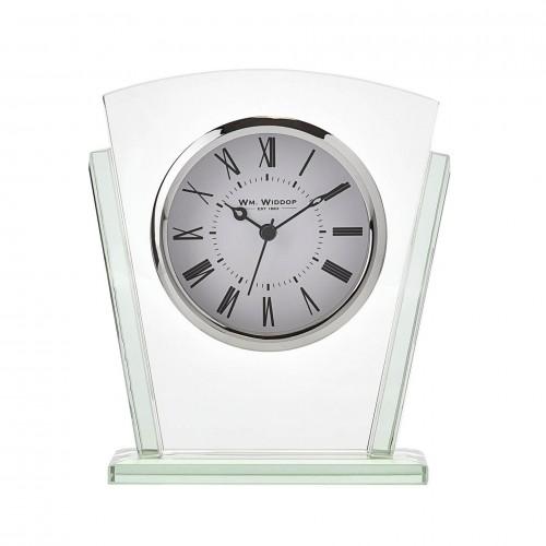 Wm.Widdop 2 Layered Silver Bezel Glass Mantel Clock