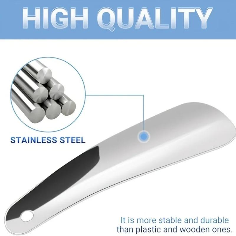 6.3Inch Portable Stainless Steel Shoe Horn Silver Hang Hole Shoe Lifter Helper Tool for Sneakers Boots Home Travel Daily Use