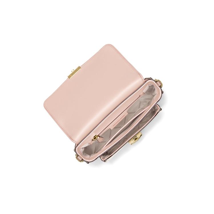 New MICHAEL KORS Bradshaw Leather Shoulder Bag, Crossbody Bag Medium Size Women's Soft Pink/White 30T1G2BM2L-690