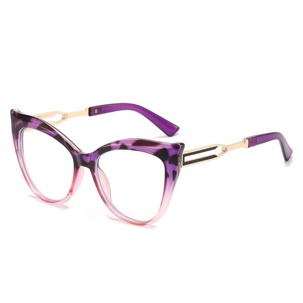 Hot-Selling Cat Eye Anti-Blue Glasses Large Frame Ins Flat Light Glasses Frame Myopia Can Be Matched With Degree Glasses Plain Face