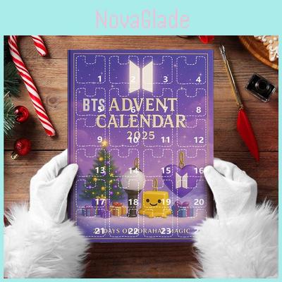 Bts Holiday Countdown Calendar With Acrylic Character Keychains For Christmas Party Gifts