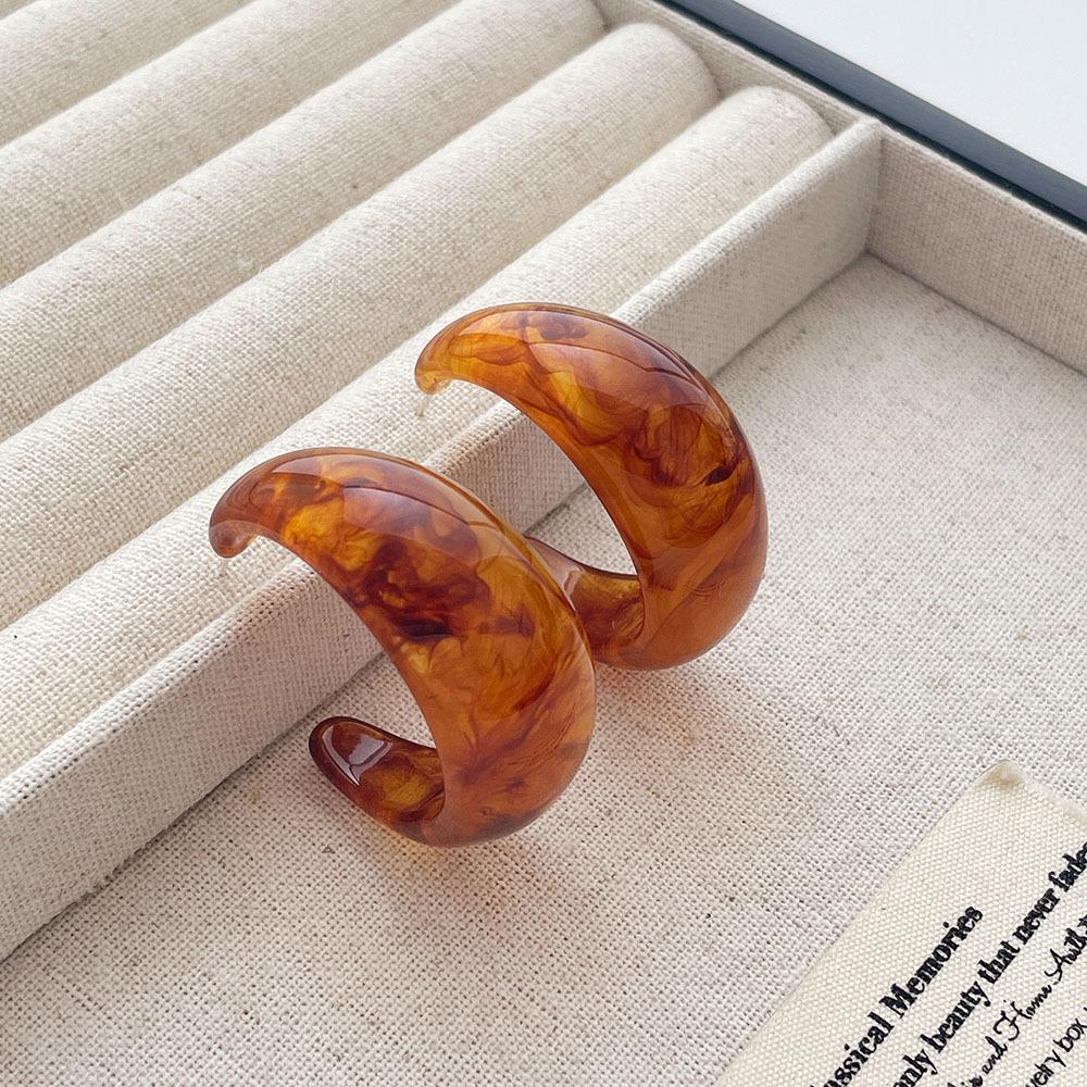 Liu Yifei Style Resin Ear Cuffs: s925 Sterling Silver Needle, Versatile and Fashionable Earrings for Women.