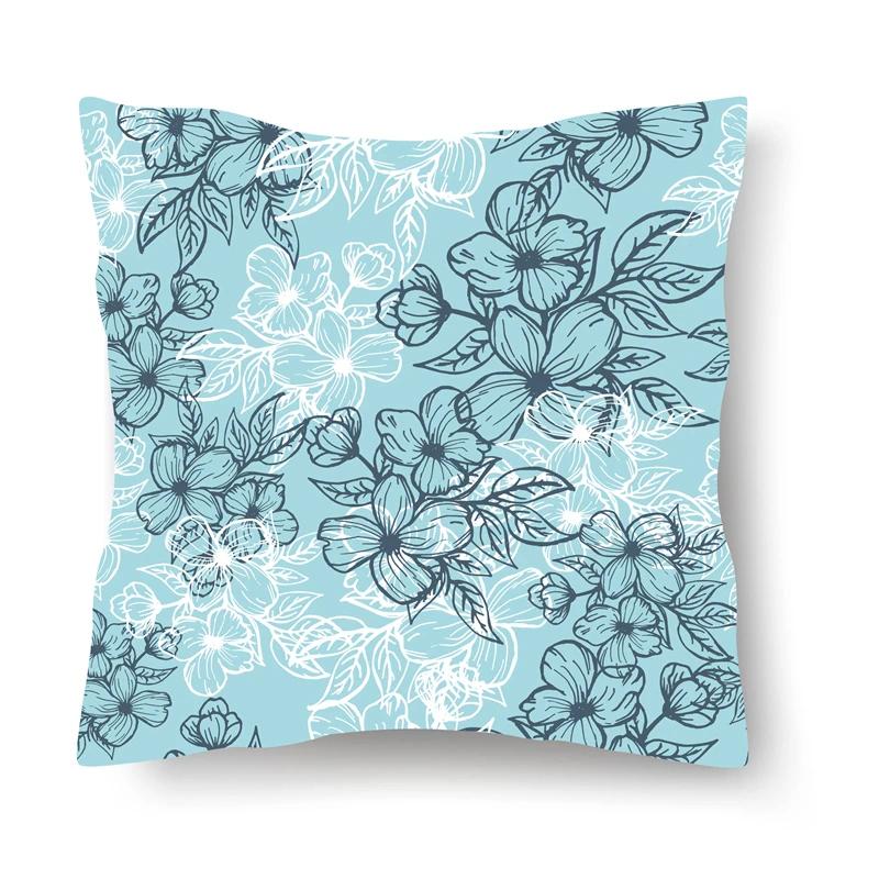 Nordic Floral Print Pillowcase 45x45CM Sofa Office Seat Car Cushion Cover Creative Ornament Bedroom Room Home Decoration