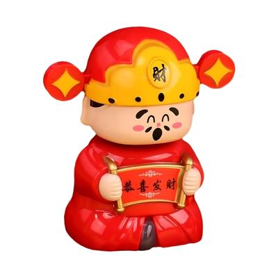 God of Wealth Solar Powered Dancing Toy Cai Shen Car Shaking Head Dancer Doll God of Wealth Toy Figurine Desk Decors