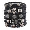 5-Piece Men's Leather Bracelet Set Stylish Studded Design Hip Hop Teens Boys Jewelry Accessories Adjustable PU Leather Hand-woven Bracelet