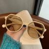 Fashion Internet Celebrity Sunglasses Female Retro Round Frame Beige Sunglasses Female Personality with Glasses Tide
