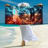 1PC Custom Name Space Fusion" Beach Towel Highly Absorbent And Sand-Resistant Towel for Swimming, Pool, Yoga, And Travel Lightweight