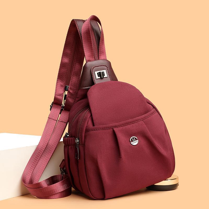 Schoolbag1011 New Fashion Backpack Women's Waterproof Nylon Breast Bag Casual Versatile Shoulder Crossbody Bag Small Backpack