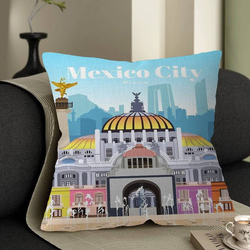 World Cities Travel Cushion Cover Pillowcase Upholstery Sofa Throw Pillow Home Decor Pillowcas