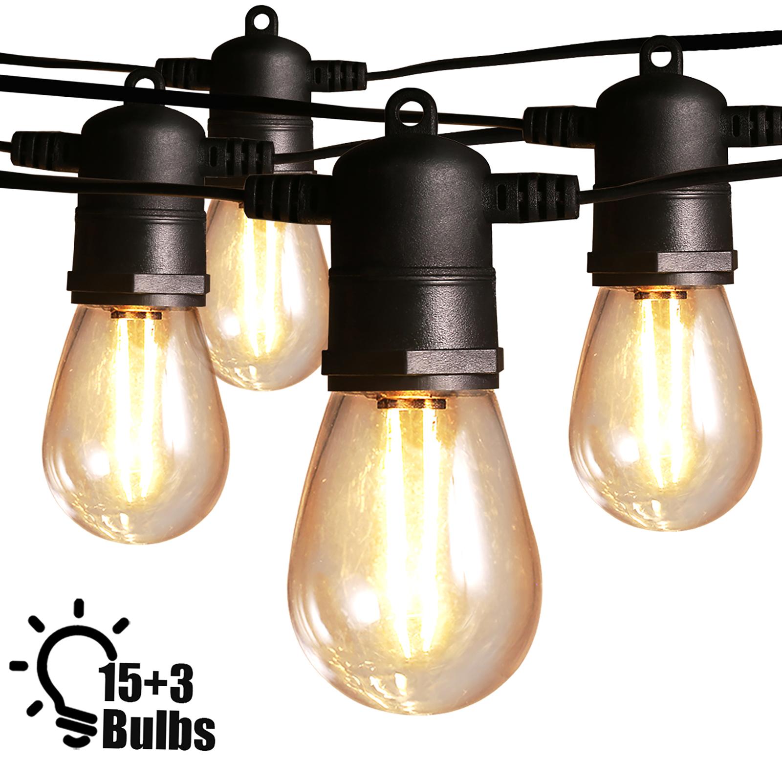 

Светодиоды Уличные гирлянды 14,6 м/48 футов 15 лампочек с 3 сменными лампочками S14 Небьющиеся шарообразные лампы IP65 Водонепроницаемость