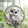 Acryl Weiße Eule Sonnenfänger Glasmalerei-Effekt Fensterhänge-Ornament Eulenliebhaber Weihnachtsgeschenke