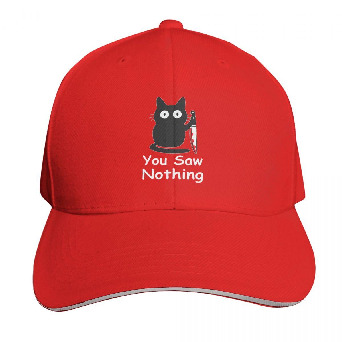 

Black Cat Murder Cat You Saw Nothing Cap Fashion Casual Baseball Caps Adjustable Hat Hip Hop Summer Unisex Baseball Hats One Size