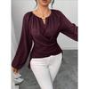 Women's V Neck Long Sleeve Regular Fit Elegant Wrap Blouse Shirt for Winter Daily Wear