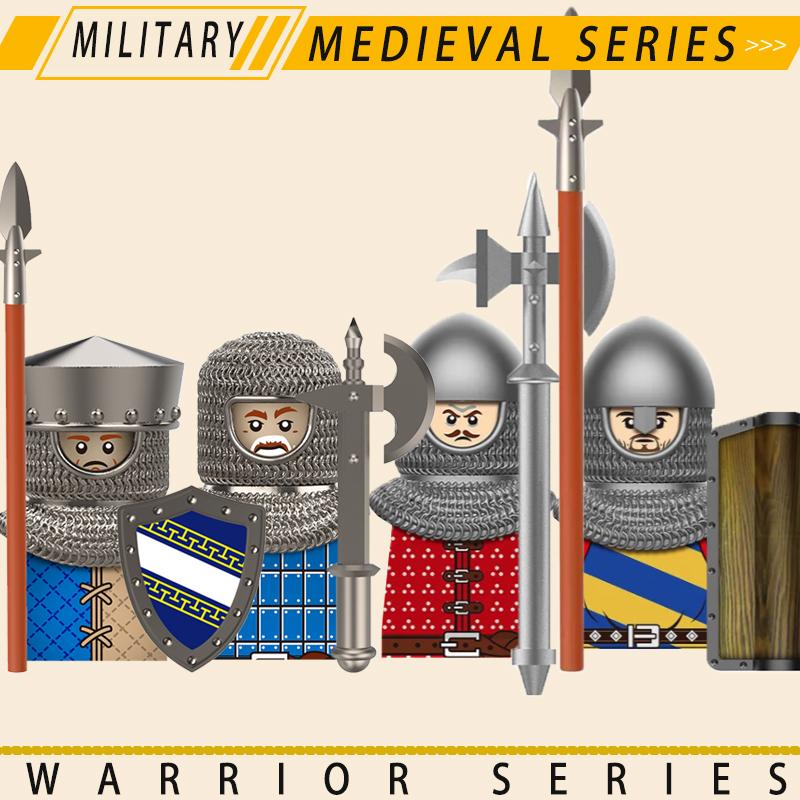 Medieval Military Knights Series Building Blocks Castle Army Soldier Figures Shield Sword Accessories Warrior Bricks Gifts Toys