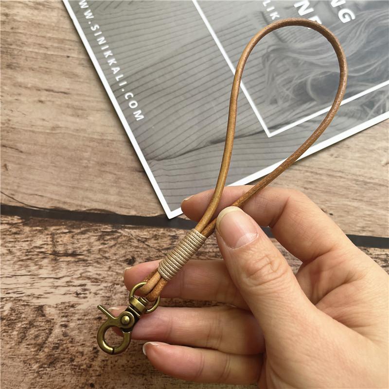 

Lanyard Cowhide Phone Charm Strap Genuine Leather Wrist Strap Vintage Keychain Lanyard Custom Lanyards Neck Straps Landyard