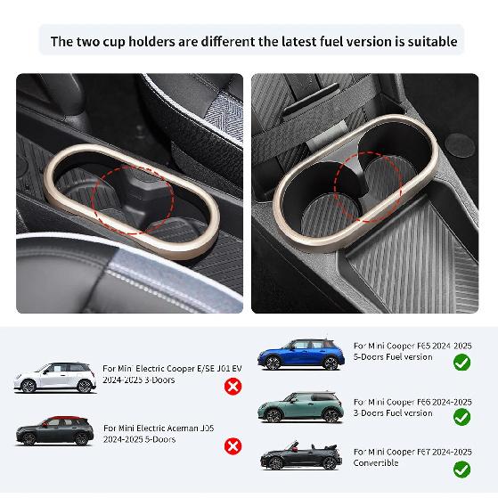 Car Water Cup Holder For Mini Cooper F65 F66 F67 2025 Fuel Version Center Console Silicone Organizer Insert Storage Box