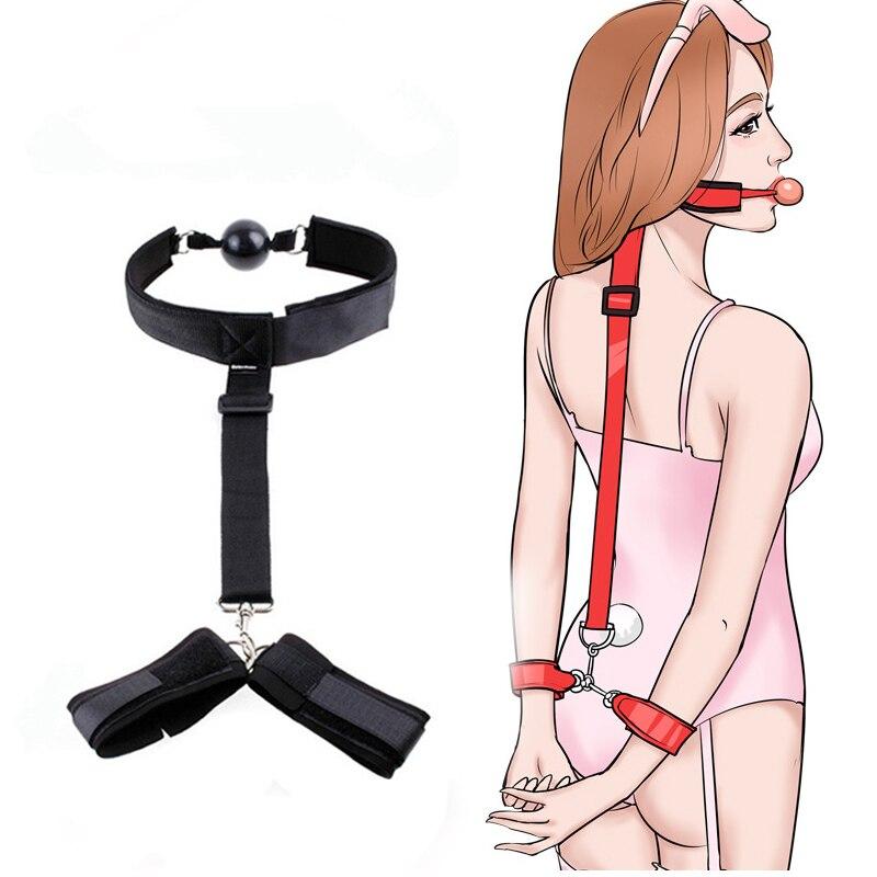 Oral BDSM Bondage Restraint Handcuffs Ankle Cuffs Adult Sex Toys Couple Games Sex Supplies