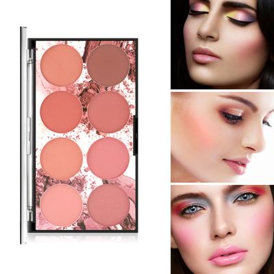 Pigment Blendable Makeup Supplies 8 Colors Silky Powder Finish Beauty Blush Palette for Party