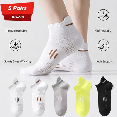 5/10 Pairs Men's Sports Cotton Socks Low Waist Ankle Socks Sweat-absorbent Breathable Socks Lot