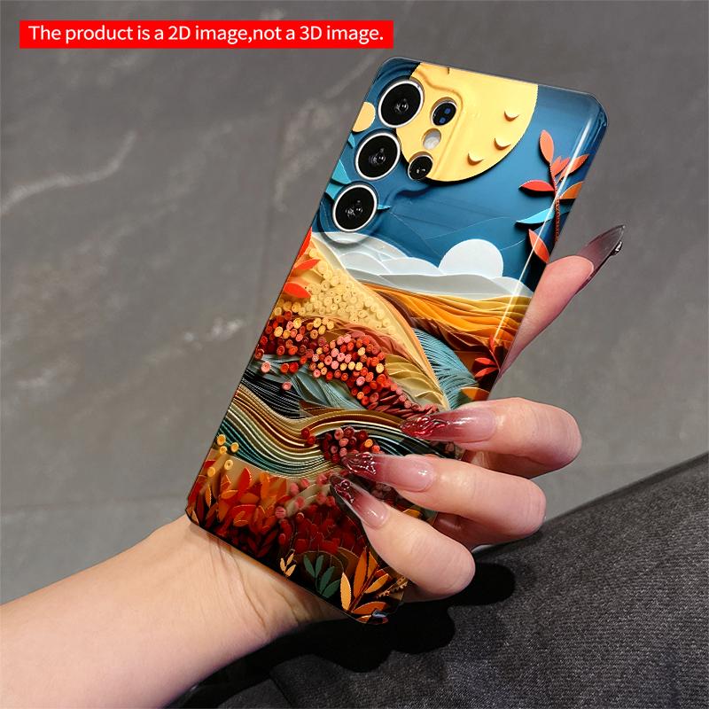 2DFlat Samsung phone case Autumn Moonlit Landscape Paper Art Phone Case Applicable to Galaxy S23 S24 S25ULTRA S26 A12 A14 A15 A16 A54 A55
