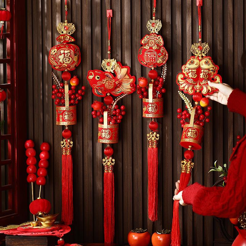 Chinese New Year Decorations 2026 Spring Festival Pendants Wall Hanging Ornament Traditional Chinese Festival Lanterns Decor