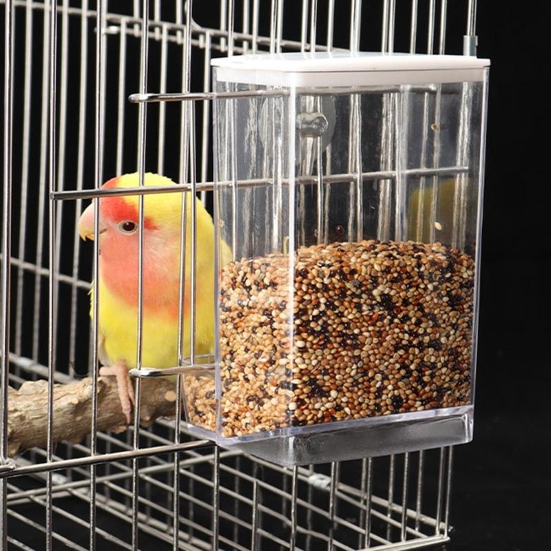 Dustproof Bird Food Feeder Hangable Feeding Box Automatic Bird Feeder Anti-spill Bird Food Container with Large Capacity