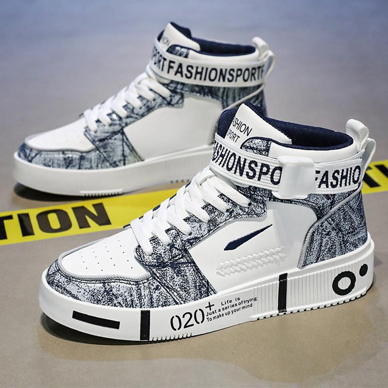 Men's High Top Vulcanized Shoes Fashion Buckle Platform Shoes Comfort Non-slip Wear-resistant Casual Sneakers Zapatos Para Mujer