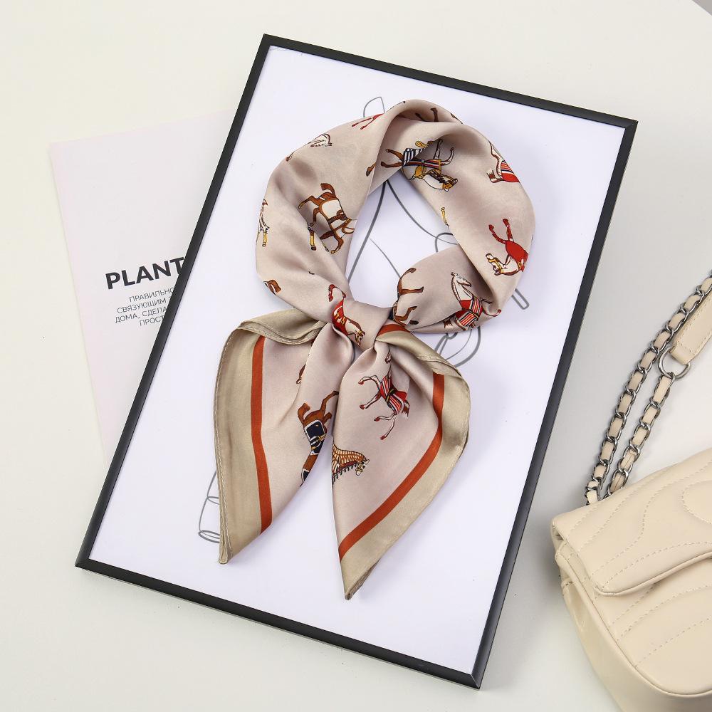 71 Flower polka dot simulation silk scarf neck small square scarf Korean atmosphere sunscreen scarf advanced sense
