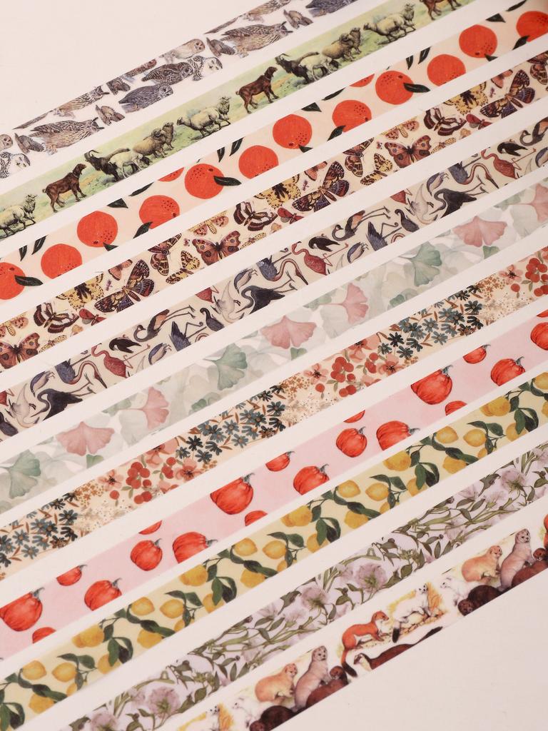 5rolls/box Flora and Fauna Washi Tape Decorative Sticker Adhesive Tape DIY Crafts Arts Scrapbooking Card Washi Tape Stationery
