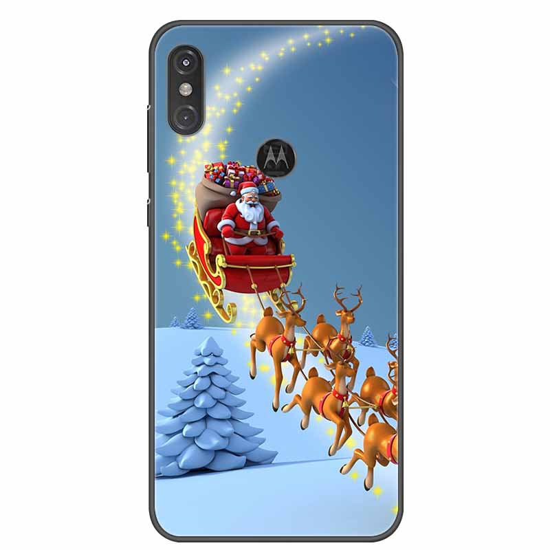For Moto One Vision Case Luxury Silicone TPU Soft Cover Phone Case For Motorola Moto One Action Macro Shockproof Christmas Coque