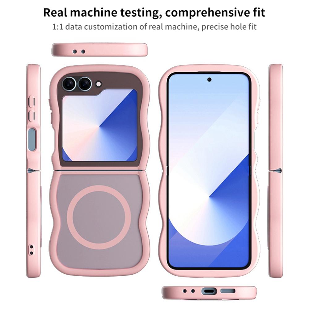 Phone Case for Samsung Galaxy Z Flip6 5G/Flip5 5G Compatible with MagSafe TPU+PC Back Cover Skin Touch Wave Shape