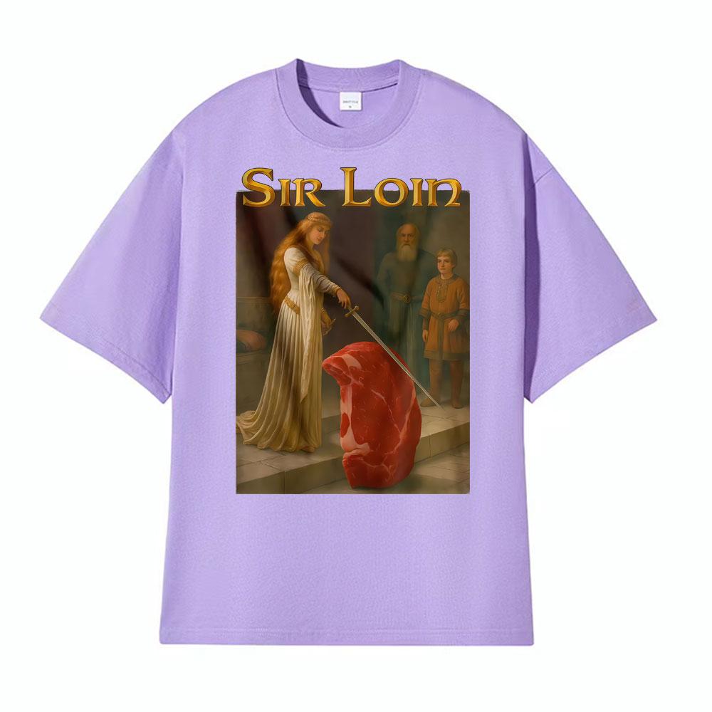 Sir Loin Lustiges Ritter Meme T-Shirt Herren Kleidung Mode High Street T-Shirts Unisex Sommer 100% Baumwolle Locker Freizeit T-Shirt Oberteile