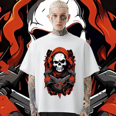 Skulls T Shirt Oversized Loose Round Collar Tshirt Harajuku Unisex T-sh Causal Tees Comfortable Rapper Clothes