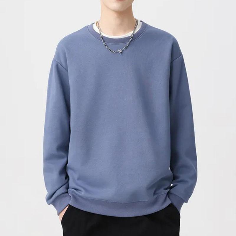 Men's Spring Classic Simple Versatile Solid Color Sports and Casual Round Neck Sweatshirt