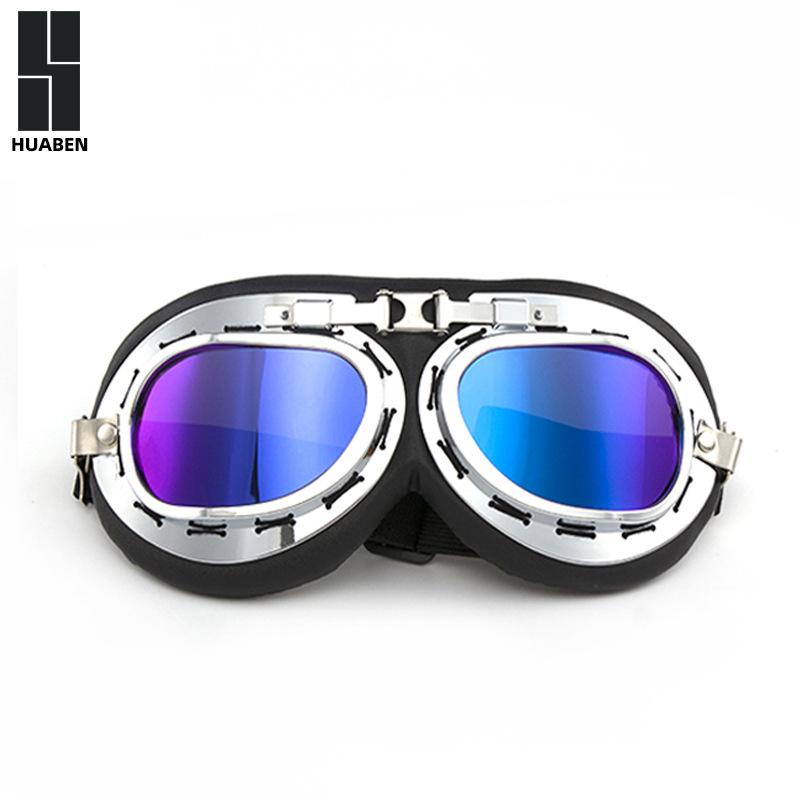 Vintage Harley Silver Frame Karting Goggles Motorcycle Outdoor Sports Riding Glasses Dustproof Windproof Goggles