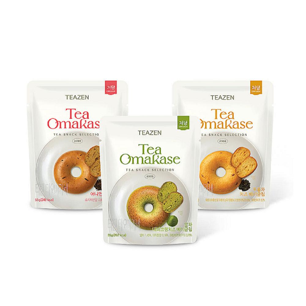 [Teazen] Tea Omakase Low Sugar Bagel Chips 55g (3 flavors) Green Onion Cream Cheese 55g