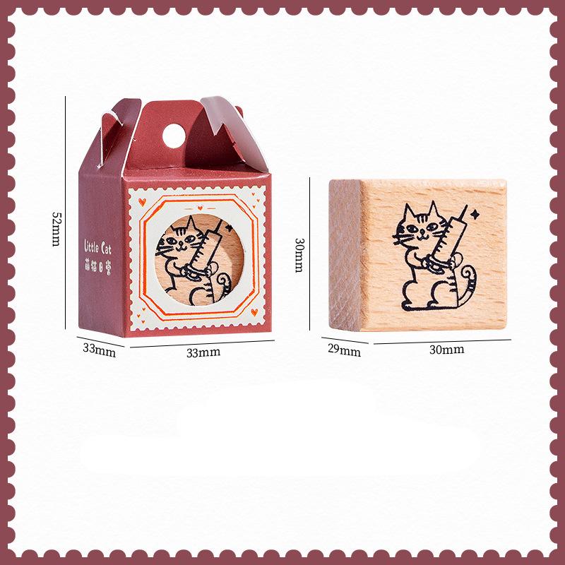 Wooden Rubber Stamps Animals Cat Patterns Stamps Set For DIY Craft Card Scrapbooking Supplies Photo Album Diary Decor