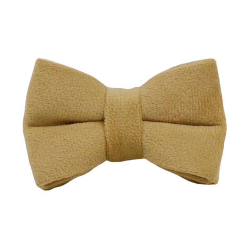 Nude Velvet Cat Collar with Bell & Bow Tie Large