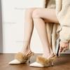 Autumn Winter Fur Lined Stiletto High Heel Mule Sandals for Women Pointed Toe Dress Sandals Cozy Back Strap Sandalias De Mujer