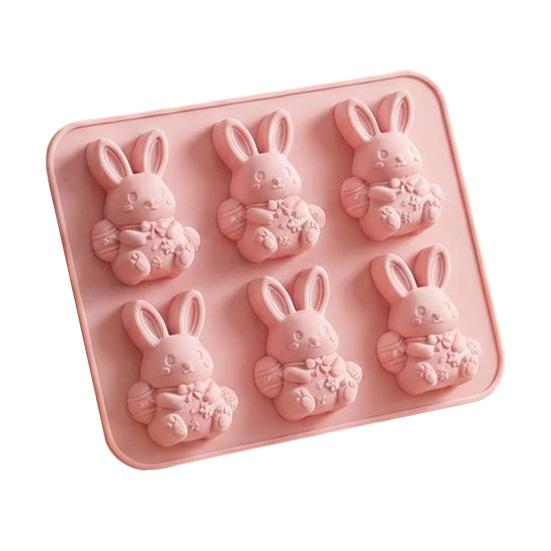 

Easter Ice Cube Mold Food Grade Silicone 3D Bunny Shape Baking Mold Easy to Clean Dishwasher Safe Easter Party Supplies рожевий