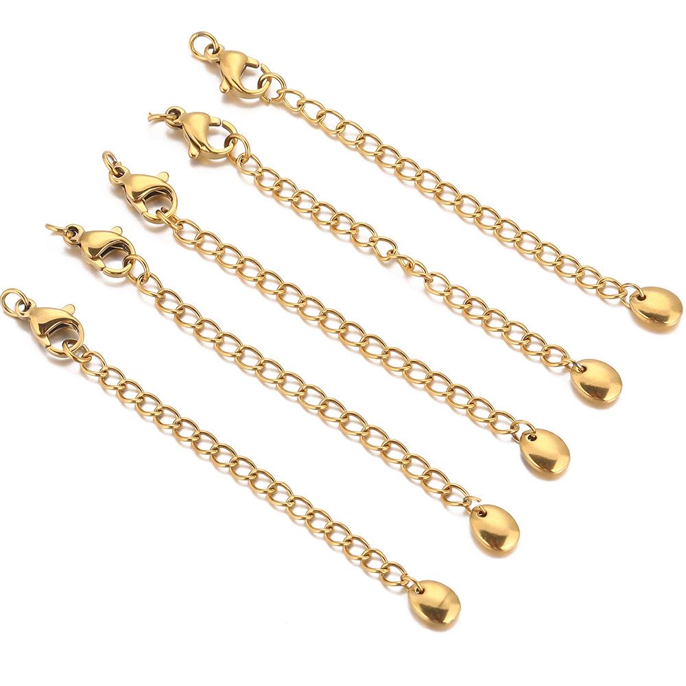 Stainless Steel & Titanium Necklace Extension with Lobster Clasp & Beaded Tail - DIY Accessory Set