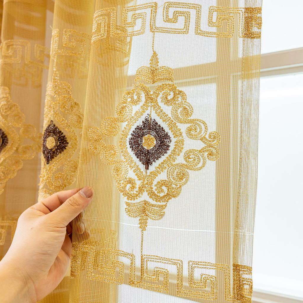 Floral Jacquard Gauze Curtains | Semi-Sheer Light Filtering for Bedroom Living Room Balcony, All-Season Elegant Home Decor