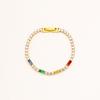  Titanium Steel European and American Light Luxury Style Straight Couple  Versatile Temperament Advanced Sense Color Zircon 