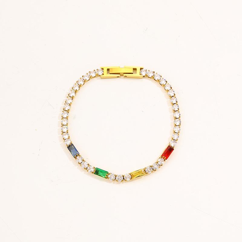 Titanium Steel European and American Light Luxury Style Straight Couple Versatile Temperament Advanced Sense Color Zircon