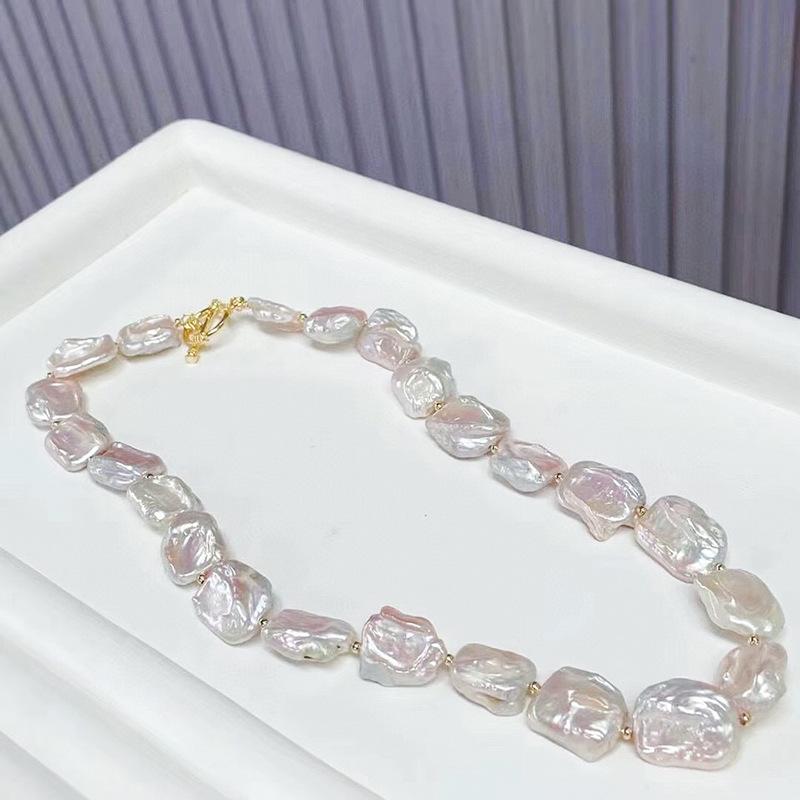 French special-shaped natural baroque pearl necklace women's ins niche high-end sense 11k gold injection OT buckle neck chain trendy