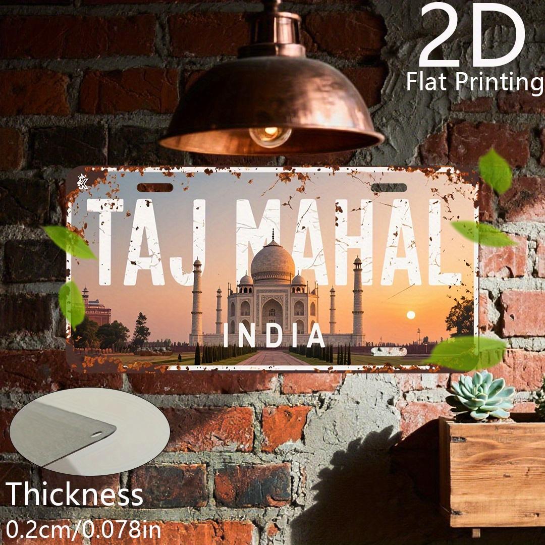 

Vintage Rustic TAJ MAHAL INDIA Sunset Scenery Distressed License Plate D Flat Aluminum Tin Sign Wall Art Decor for Indian Tra 15x30cm(5.9x7.8inch)