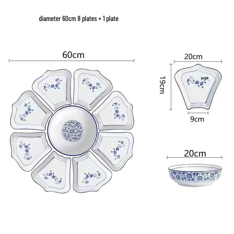 Naijiang Blue & White Porcelain Dinnerware Set