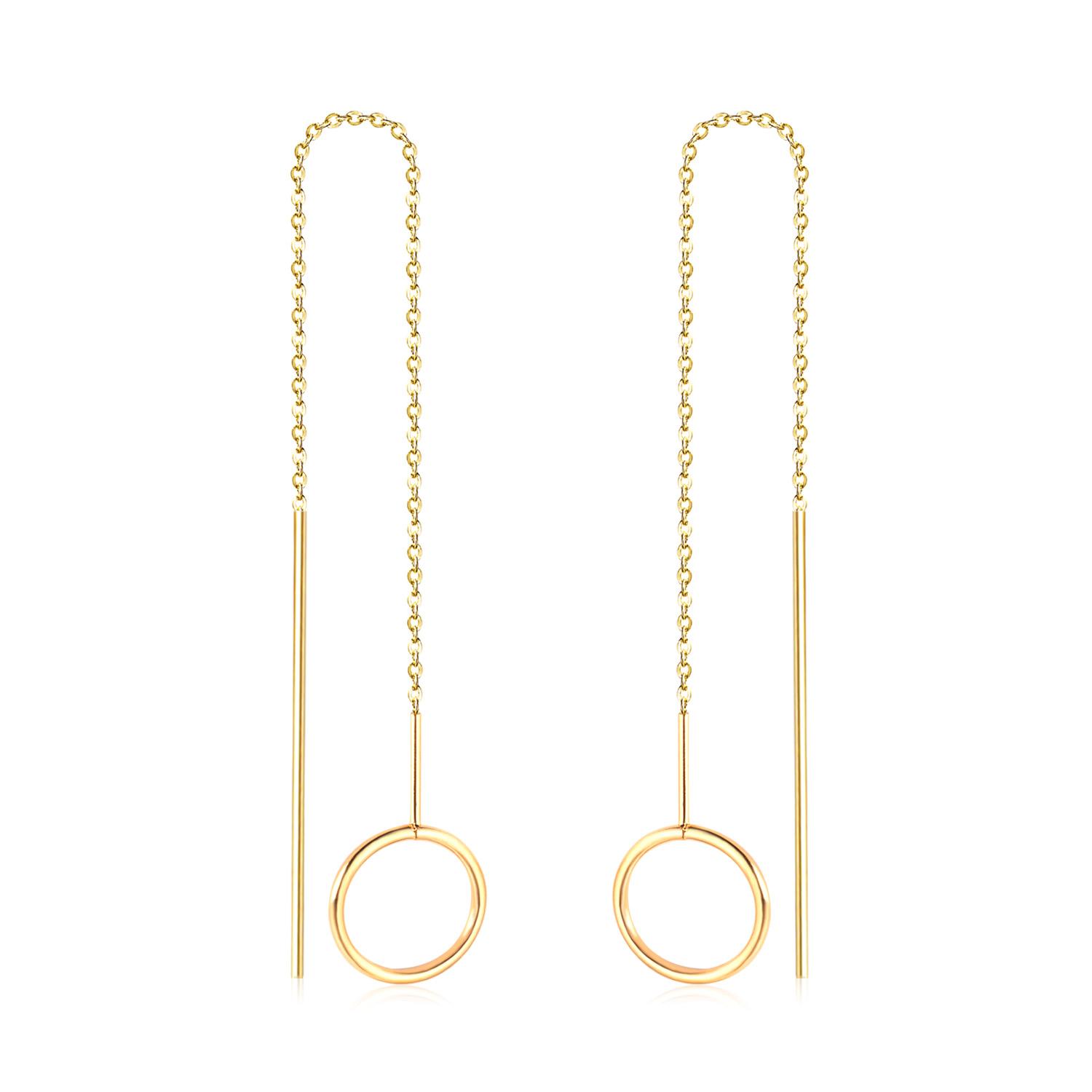 

1 пара свисающих серег-подвесок из нержавеющей стали с 18-каратным золотым покрытием, серьги-кисточки с цепочками, длинные серьги для женщин, аксессуары для вечеринок